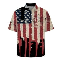 Odeerbi 4. jula Patriotska havajska košulja za muškarce Ležerne prilike navraćaju Cardigan modni ispis