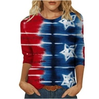 LISGAI WOMENS majica s rukavima, dame patriotski vrhovi svinja američka zastava Dan nezavisnosti 4.