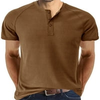 Muške majice Henley ovratnik ljetni vrhovi kratki rukav majica Men Casual bluza Radni pulover Khaki