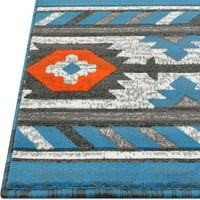 Plava električna narančasta siva jugozapadna prostirka za kabinski plemenski medaljon tepih za dnevni