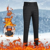 Daqian hlače za žene plus veličine Žene Čvrsto povremene grijanje tople dolje pantalone vanjska skijaška trbuh topla struka konstantne temperature električne hlače crno 14