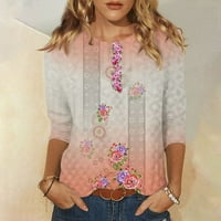 Na prodaju Plus size za ženske kraljevske dugih rukava Udobno ispisano labava majica, ružičasti