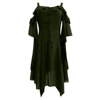 Ženska haljina plus veličina modna modna ramena Gotic Ruffled Sling haljina nepravilna haljina, zelena,