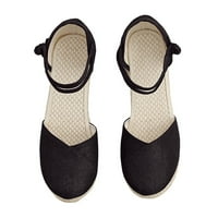 IOPQO Ženske klinove Ljeto Ženski resortski stil Cvjetni vezeni uzorak klinove papuče cipele boemska kopča Čvrsta crna 39
