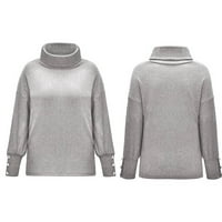 Ženski dugi rukav kornjač Chunky Knit Labavi prevelizirani džemper pulover Jumper Tops Grey XL