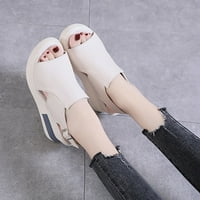 B91XZ klin sandale za žene za žene cipele čvrste sandale dame sandale modne klince rimske kopče casual ženske sandale bež, veličine 7.5