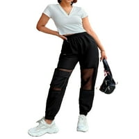 Ženske hlače Čvrsti struk elastični struk Sweatpants Black XS