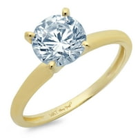 2. CT sjajan okrugli rez Clear Simulirani dijamant 18k žuti zlatni pasijans prsten sz 8