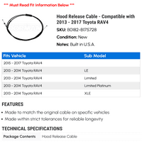 Kabl za otpuštanje hooda - kompatibilan sa - Toyota RAV