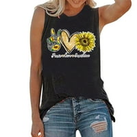 Moonker Womens Majice za žensko rezervoar za vrat Ljetna bluza Chrysanthemum Turtleneck rukavac bez rukava majica TOP tiskani O XL Crna