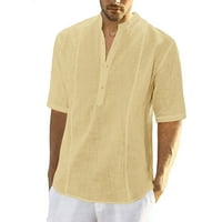 Muška majica Ležerne prilike pune boje pamučna posteljina kratka rukavska jakna Top bluza Havajska majica
