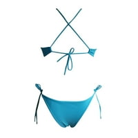 Novi kupaći kostimi evropska i američka bikinija ženska solidna boja viseći grč čipkasti kupaći kostim