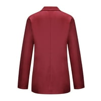 Blazers za Women Plus veličine Ženska gumb Solid Color dugme Pocket rekreativni kaput dugih rukava