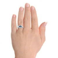 Dijamant i simulirani aleksandritni prsten u srebru Sterling - Diamond Halo - Boja kamena pinceta