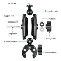 PU909B Stezaljka motocikla Super stezaljka Mount Dual 360 ° Rotirajuća kuglična glava sa sportskim montažnim adapterom i adapterom za vijku za GoPro x3x2