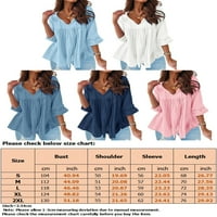 Woobring ženske bluze čvrste boje vrhova labave košulje Ladies Ležerne prilike za odmor Plavi XL