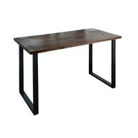 Decor Custow Desk top od mat kvadratnih crnih metalnih nogu Riverstone sive
