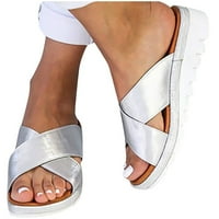 Juebong Žene Dressing Comfy platforme casual cipele Ljeto plaža Putni paperni flip flops, srebrna veličina