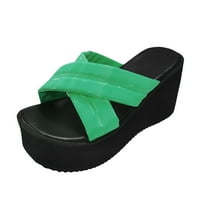 Ženske sandale Heel Comfort Platform Retro poprečna kaiševa guste pete za žene zelena veličina 7.5