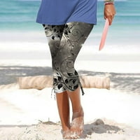 Žene kapri-pantalone Capri Cvjetni print Stretchy Casual Loose Forhit Work Lounge Hlače Slim Fit Summer