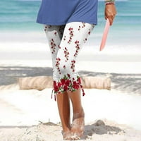 Žene Capri nogave hlače Cvjetni print Stretchy casual labav vježbanje Lounge Hlače Slim Fit Summer gamaring