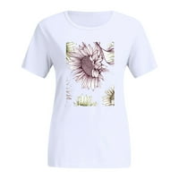 HHEI_K Plus size Ženski kratki rukav cvijet od tiskani V-izrez The The Dee majica Bluza za bluzu za žene za žene