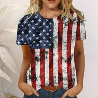 Majice za žene Trendi grafički ljetni vrhovi cvjetni kratki rukav okrugli vrat Tee ispisana labava strana