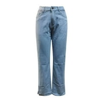Žene Jeans Pant Casual Split Hem Traperice pantalone za patent zatvarač Džepne hlače za noge B M
