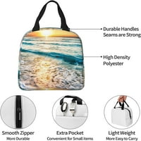 Torba za ručak za muškarce Žene Plaža Sunset Ocean Waves Ispis Izolirani ručak BO Cooler Tote Bag za