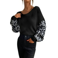 FVWitlyh Dressing Dukseri za ženska turtleneck batwing rukava Labavi predimenzionirani pleteni pulover džemper Jumper vrhovi