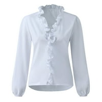 Ženski ljetni vrhovi Ženska bluza s kratkim rukavima Casual Graphic Print V-izrez Majice Bijela 2xL