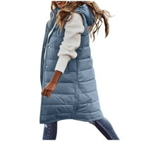 Gyouwnll Cardigan Forwomen ženski dugi zimski kaput prsluk s kapuljačom s kapuljačom s kaputom s džepovima prekrivenim prslukom niz jaknu