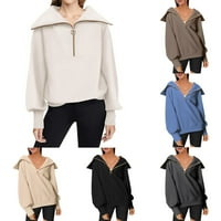 Žene Zip vrhovi za teen djevojke Trendy Y2K prevelikih duksela za pulover
