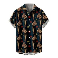 TKLPEHG majice za muškarce kratki rukav bluza za bluze Casual Beach majica Štampane labave majice Majice na plaži Ljetni vrhovi Havajska majica Navy l