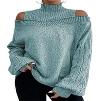 Avamo Žene Jumper vrhovi hladni rame Pleteni džemperi Čvrsti džemper Radne ležerne pulover labavo rukavsko