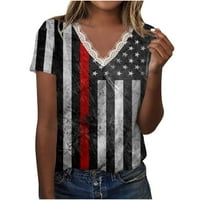 Ženske vrhove Majica kratkih rukava Patriotska majica USA zastava za zastavu Četvrtak srpnja, ženske