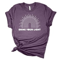 Sjaj svoje svjetlo Sunshine Rainbow Christian Unise Dame Design Christian Majica Graphic Tee-Purple-XL