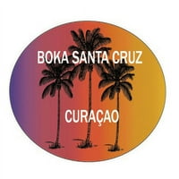 Boka Santa Cruz Curaçao Suvenir Palm Drveće Surfanje Trendy Ovalna naljepnica naljepnica