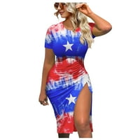 Gacuw Američka zastava sušari AMERIČKA OGLEDNJA odjeća Ljetne haljine obrezane kuglične haljine kratki