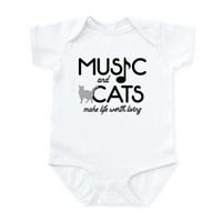Cafepress - Muzika i mačke Baby Light Bodysuit - Beby Light BodySuit, Veličina Novorođenčad - meseci