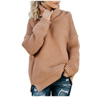 WAVSUF žene gaćice plus veličina čišćenje zima visoki vrat dugih rukava od punog ležernog džempera veličine s