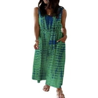 Bomotoo Womens Ljeto Maxi haljina casual tenk top plus size za odmor za odmor scoop vrat