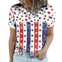DRPGUNLY T majice za žensku majicu kratki rukav okrugli izrez SAD-a za neovisnost 4. jula Zastava za