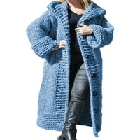 Niuer dugim rukavima pleteni džemperi za žene labave kabel u boji kabela u obliku pune boje, casual kardigan plavi m