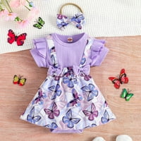 FOPP prodavač dječje dječje šivanje slatke ha haljina haljina haljina + marama s dvodijelnim setom ljubičasta 74
