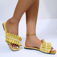 Ženske papuče prozračne ravne na bisernu plažu otvorenim kliznim prstima Ljetne udobne cipele Sandale ženske sandale, žute