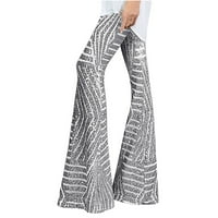 Sequin pantalone za žene visoki struk dno svjetlike širine palazzo pantalone noćni klub Sparkles pantalone