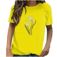 Dyegold majice za žene grafičke masenzije maslačke tiskane majice kratkih rukava Okrugli izrez na vrhu