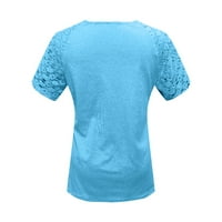 Žene vrhovi Trendy ljetne košulje šuplje čipkasti puff kratkih rukava V izrez bluze scoop vrat majice