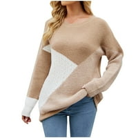 Voncos ženski pulover Duks čišćenje - Crew Crt dugih rukava Lood FIT Plus veličina pletena boja blok pulover vrhove